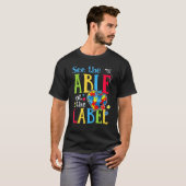 T-shirt Voir La Table Pas L'Autisme Étiquette Puzzle Amour (Devant entier)