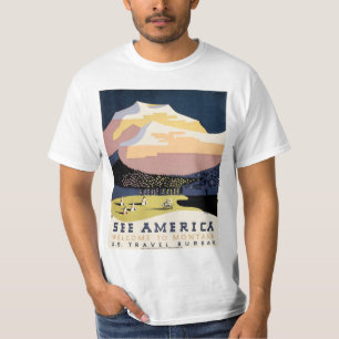 T-shirt Voir l'Amérique ~ Bienvenue au Montana