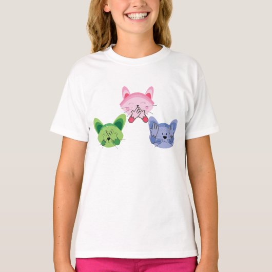 T-shirt Voir Pas De Mal, Écoutez Parler Pas De Mal Chats D (Devant)