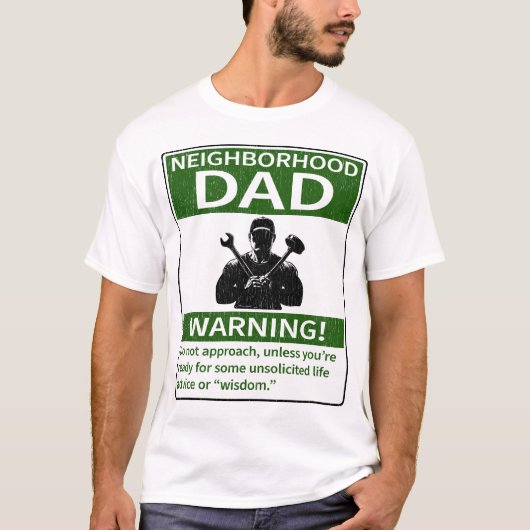 T-shirt Voisinage Papa Avertissement Vert Trouvé Fixer (Devant)