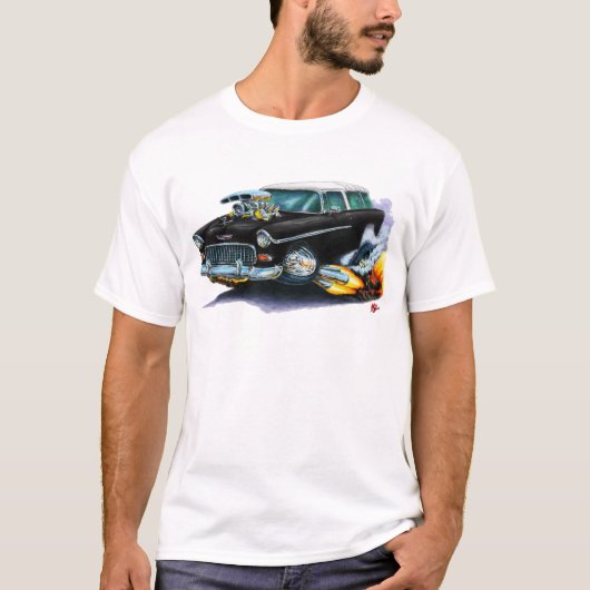 T-shirt Voiture 1955 de noir de nomade de Chevy (Devant)