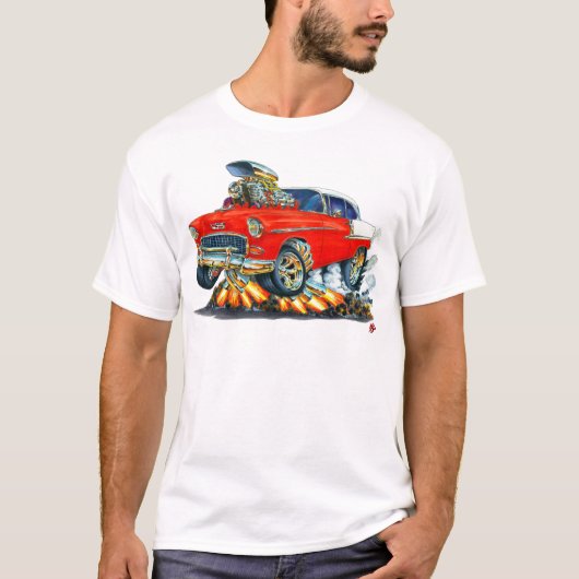 T-shirt Voiture 1955 de rouge de Chevy Belair (Devant)