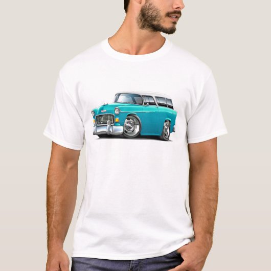T-shirt Voiture 1955 Turquoise-Blanche de nomade de Chevy (Devant)