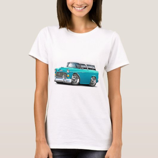 T-shirt Voiture 1955 Turquoise-Blanche de nomade de Chevy (Devant)