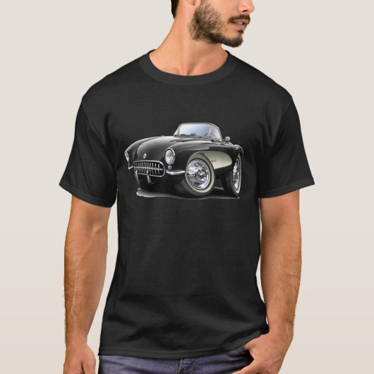 T-shirt Voiture 1956-57 noire de Corvette (Devant)