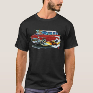 T-shirt Voiture 1957 de rouge foncé de nomade de Chevy