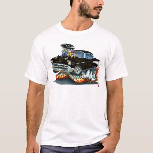 T-shirt Voiture 1957 noire de Chevy Belair (Devant)