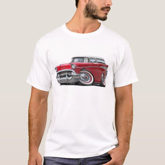 T-shirt Voiture 1957 Rouge-Blanche de nomade de Chevy (Devant)