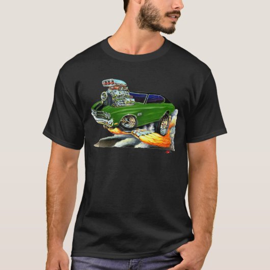 T-shirt Voiture 1970 Vert-Noire de Chevelle (Devant)