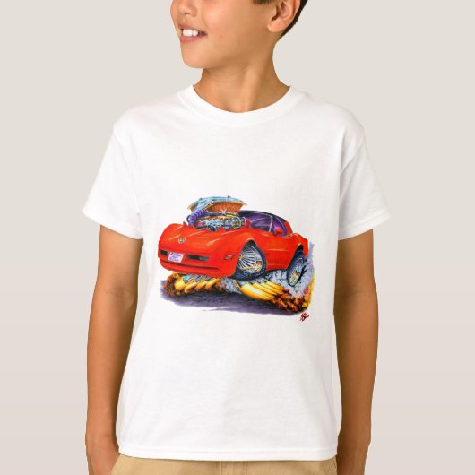 T-shirt Voiture 1980-82 de rouge de Corvette (Devant)
