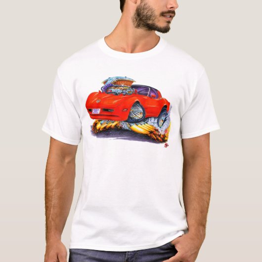 T-shirt Voiture 1980-82 de rouge de Corvette (Devant)