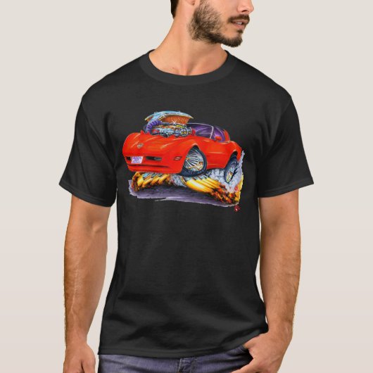 T-shirt Voiture 1980-82 de rouge de Corvette (Devant)