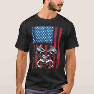 T-shirt Voiture à pistons vintage Patriotic American Flag