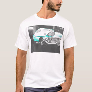 T-shirt voiture classique Chevrolet Impala 1958 bleu vif
