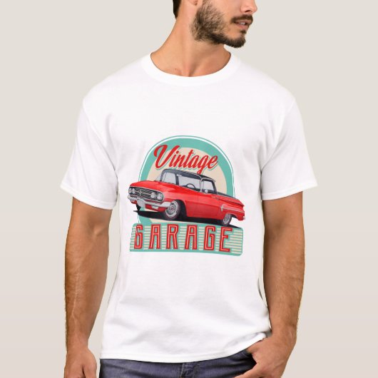 T-shirt Voiture classique rouge des années 1960 (Devant)