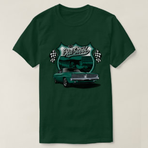 T-shirt Voiture classique Vieux Motif de course en acier