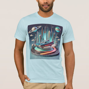 T-shirt Voiture Coupé à Grandes Ailes Futuristes Atomiques