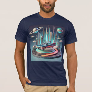 T-shirt Voiture Coupé à Grandes Ailes Futuristes Atomiques