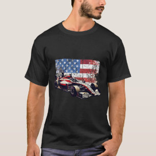 T-shirt Voiture de course automobile vintage drapeau améri
