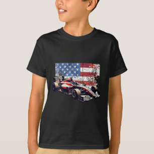 T-shirt Voiture de course automobile vintage drapeau améri