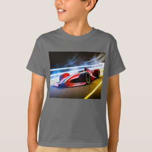 T-shirt Voiture de course élégante en rouge sur piste