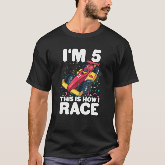 T-shirt Voiture de course pour enfants 5e anniversaire 5 F (Devant)