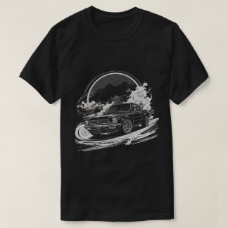T-shirt Voiture de dérive avec piste de fumée