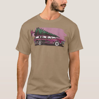 T-shirt Voiture de Noël toit hiver arbre de Noël