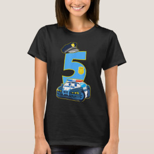 T-shirt Voiture de police pour enfants 5Anniversaire 5 Ann