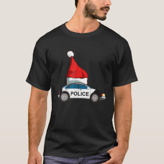 T-shirt Voiture de police T Noël Santa Hat Thémémémée Tee