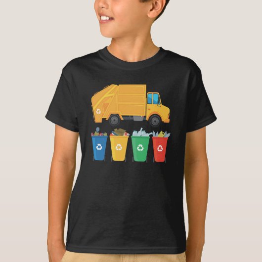 T-shirt Voiture de recyclage des ordures de camion de recy (Devant)