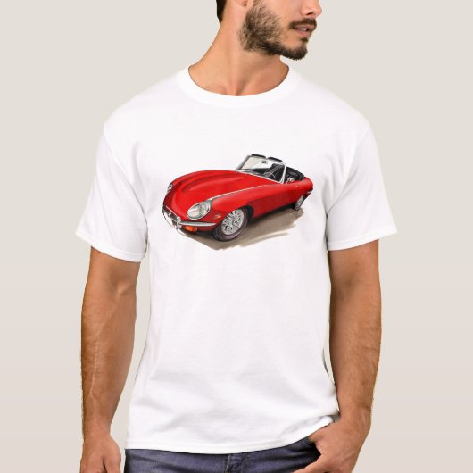T-shirt Voiture de rouge de Jaguar XKE (Devant)