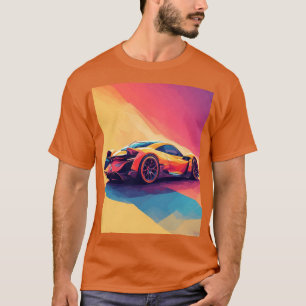 T-shirt Voiture de sport dans un style d'art géométrique a