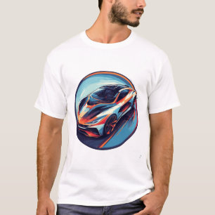 T-shirt Voiture de sport rendue de manière vibrante en num