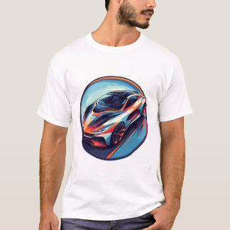 T-shirt Voiture de sport rendue de manière vibrante en num