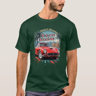 T-shirt Voiture de sport rouge rétro en illustration circu