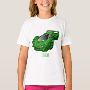 T-shirt Voiture de sport verte avec illustration airfos