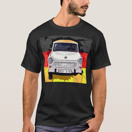 T-shirt Voiture de Trabant et drapeau allemand, mur de (Devant)