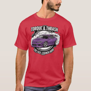 T-shirt Voiture dérive pourpre avec amis de la devise de v