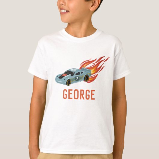 T-shirt Voiture Hot Blue Racing pour enfants (Devant)