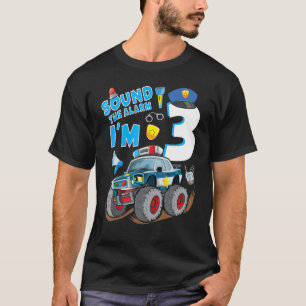 T-shirt Voiture Monstre de Police 3e Anniversaire Garçon P
