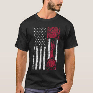 T-shirt Voiture Musclée à Piston Drapeau Américain