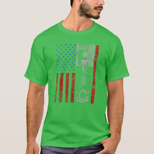 T-shirt Voiture Musclée à Piston Drapeau Américain Patriot
