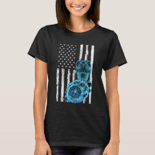 T-shirt Voiture Musculaire à Piston de Drapeau Américain 7