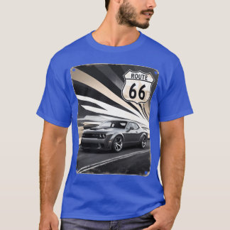 T-shirt Voiture musculaire américaine Route 66 hellcat vin
