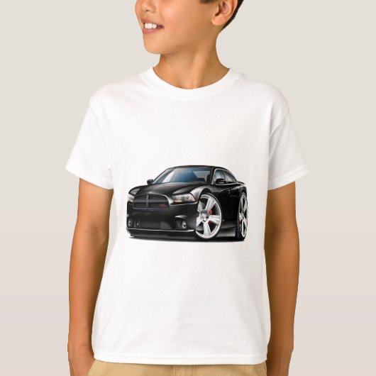 T-shirt Voiture noire du chargeur droite de Dodge (Devant)