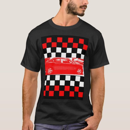 T-shirt Voiture Rouge Dans La Voie Rapide 2 (Devant)