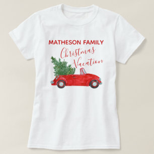 T-shirt Voiture rouge vintage Joyeuse Famille #Noël Vacanc