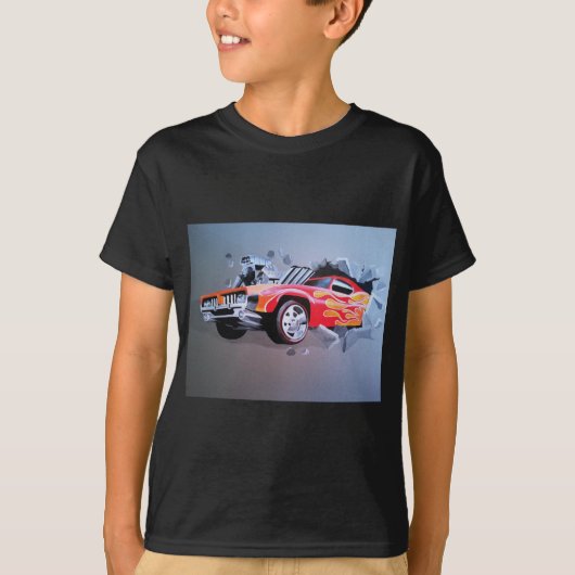 T-shirt Voiture S'Écrasant À Travers Le Mur (Devant)