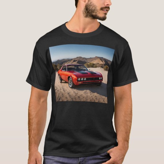 T-shirt voiture sport dans le désert (Devant)